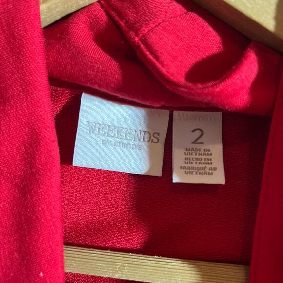 Weekends By Chico's Top Womens Size 2 US Large Red Cowl Neck Long Sleeves Casual - Picture 5 of 9
